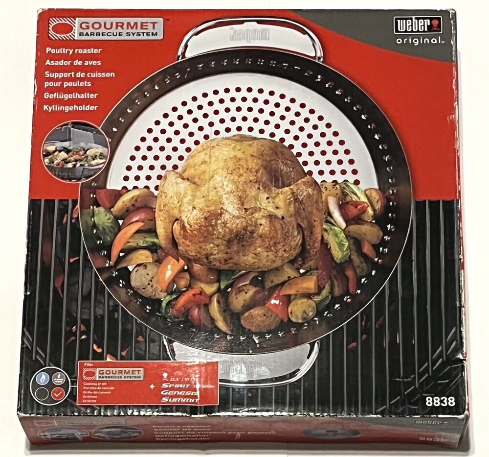 Weber 8838 Poultry Roaster Gourmet Barbecue System Chicken Veggies insert 2 in 1